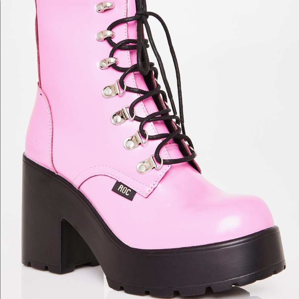 ROC Pink mission hi shine combat boots